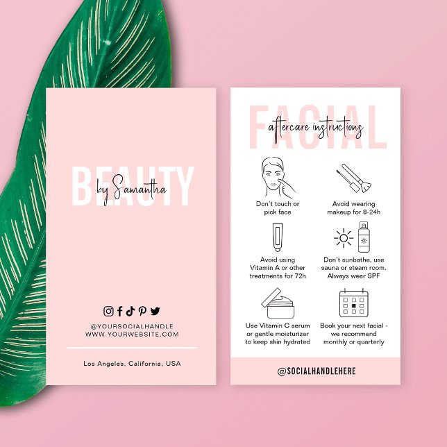 Cartão De Visita Instruções para Cuidados de Saúde Faciais com Salã (Criador carregado)