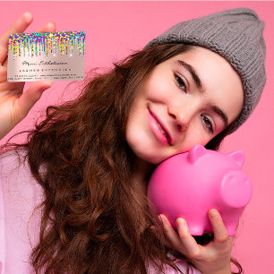 Cartão De Visita Instruções para Cuidados de Saúde Rosa Hológra