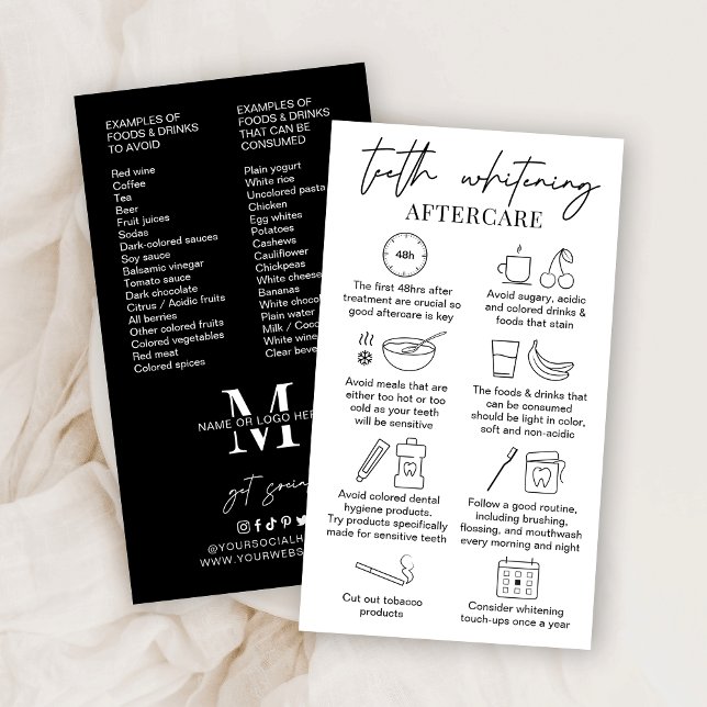 Cartão De Visita Instruções para cuidados pós-branqueamento de dent (Criador carregado)