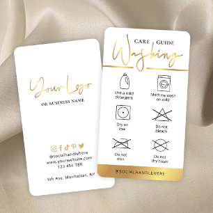 Cartão De Visita Instruções para lavagem do logotipo branco e Doura