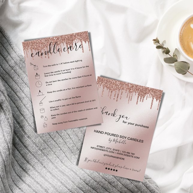 Cartão De Visita Instruções para o atendimento de velas Placa Adici (Illustrated icons candle care instructions)