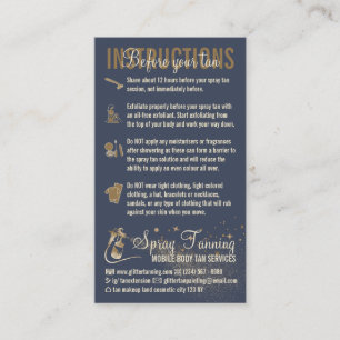 Cartão De Visita Instruções para o marinho Pulverizar o bronzeador 