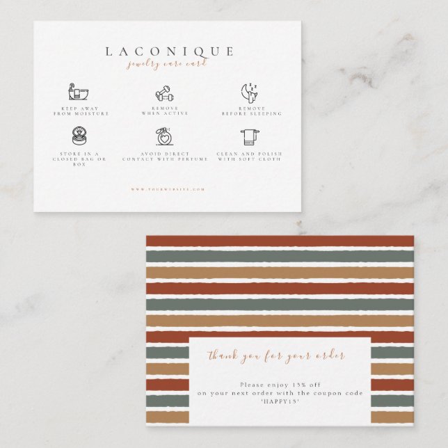 Cartão De Visita Instruções para o tratamento de joias | ABSTRATO | (Frente/Verso)