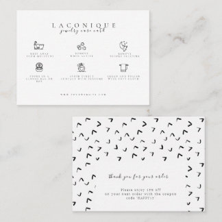 Cartão De Visita Instruções para o tratamento de joias | Cuidados