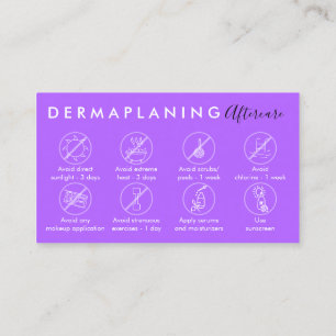 Cartão De Visita Instruções Pós-Cuidados com Dermaplaning Roxa