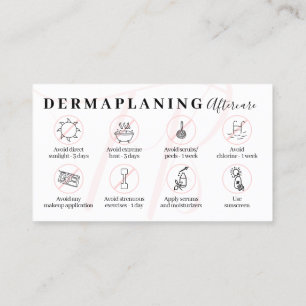 Cartão De Visita Instruções Pós Tratamento de Dermaplaning Rosa