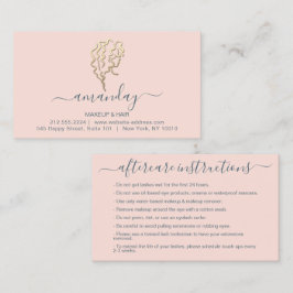Cartão De Visita Instruções pós-tratamento Lash Rosa Dourado Logoti
