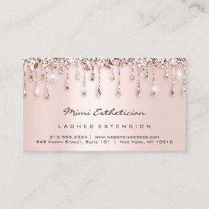 Cartão De Visita Instruções pós-tratamento Lash Rosa Glitter Dri