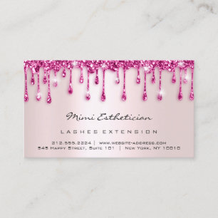 Cartão De Visita Instruções pós-tratamento Lash Rosa Glitter Dri
