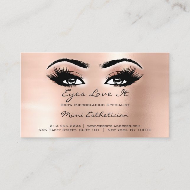 Cartão De Visita Instruções posteriores ao Cuidado Lashes Extensão  (Frente)