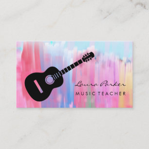 Cartão De Visita Instrumento do professor de música em arte rosa, g