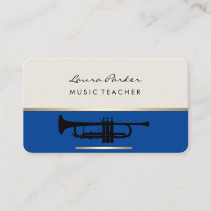 Cartão De Visita Instrumento Dourado de Professor de Música Trompe