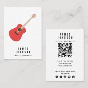 Cartão De Visita Instrumentos Musicais Música Guitarra Cantor Músic