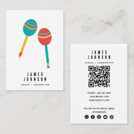 Cartão De Visita Instrumentos Musicais Música Maracas Cantor Músico