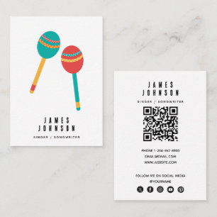 Cartão De Visita Instrumentos Musicais Música Maracas Cantor Músico