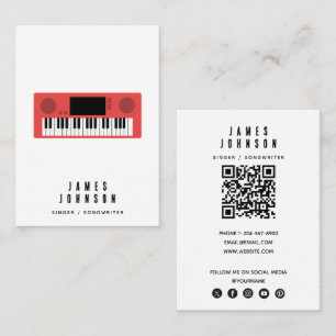 Cartão De Visita Instrumentos Musicais Música Teclado Cantor Músico