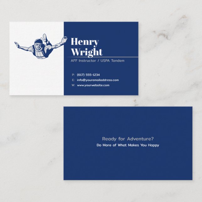 Cartão De Visita Instrutor AFF | USPA Tandem | Skydive (Frente/Verso)