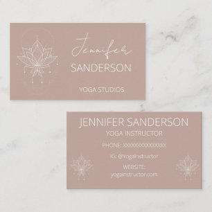 Cartão De Visita Instrutor bonito Pink Boho Floral Lotus Yoga