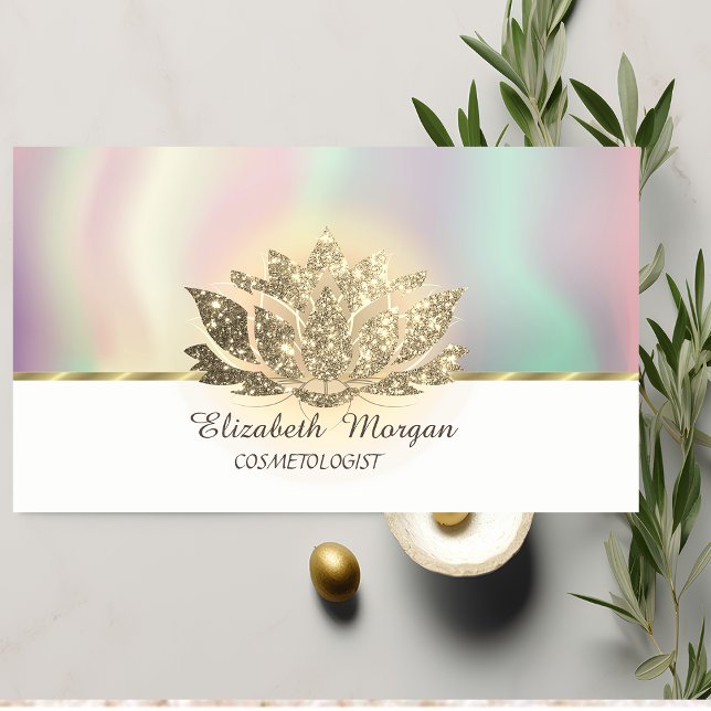 Cartão De Visita Instrutor Chic Lotus Flower Dourada Yoga (Criador carregado)