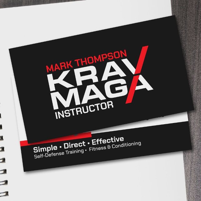 Cartão De Visita Instrutor de autodefesa Krav Maga (Criador carregado)