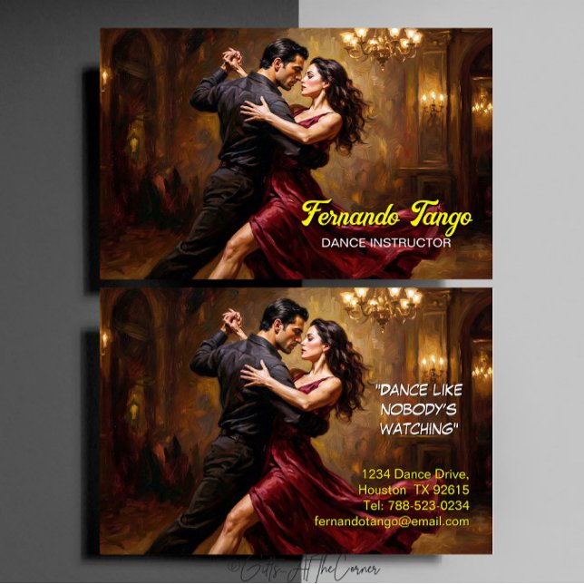 Cartão De Visita Instrutor de Dança Tango  (Criador carregado)