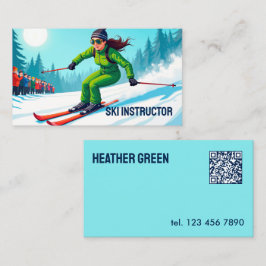 Cartão De Visita Instrutor de esqui QR personalizado