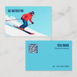 Cartão De Visita Instrutor de esqui QR personalizado