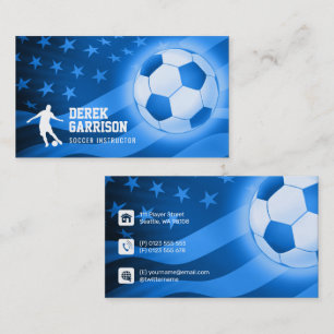 Cartão De Visita Instrutor de futebol   Azul-treinador