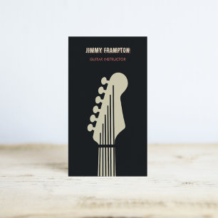 Cartão De Visita Instrutor de Guitarra Elétrica Preta, Vermelha e B
