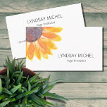 Cartão De Visita Instrutor de Ioga de Girassol Moderno<br><div class="desc">Este cartão de visita moderno e na moda é decorado com um girassol amarelo. Personalize-o com seu nome,  ocupação e detalhes. Original Watercolor © Michele Davies.</div>