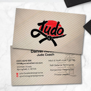 Cartão De Visita Instrutor de Judô - Faixa Preta e sol