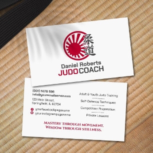 Cartão De Visita Instrutor de Judô - Kanji e Sol Nascente