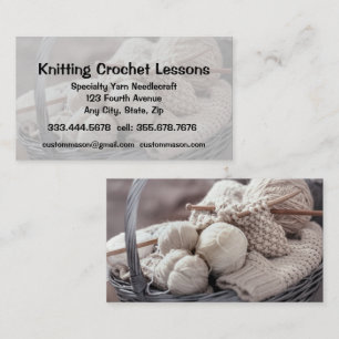 Cartão De Visita Instrutor de Knitting & Crochet Lessons
