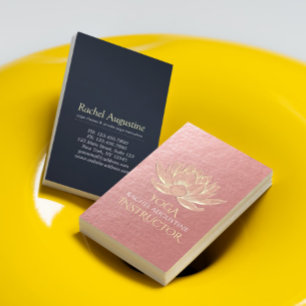 Cartão De Visita Instrutor de Meditação de Lotus Yoga, Dourado, ros