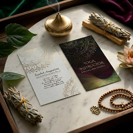 Cartão De Visita Instrutor de Meditação de Yoga Chic Mandala Preto 