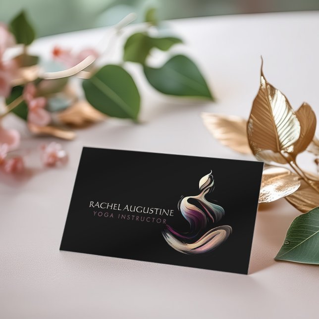 Cartão De Visita Instrutor de Meditação de Yoga Lotus Pose Bruske (Criador carregado)