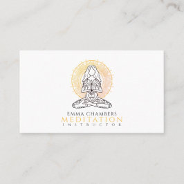 Cartão De Visita Instrutor de Meditação Lotus Pose Dourada Mandala