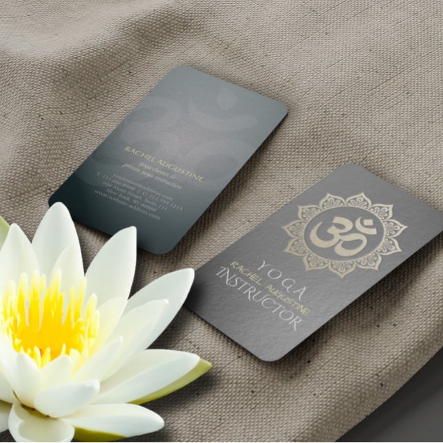 Cartão De Visita Instrutor de Meditação YOGA Black Dourado OM Manda (Criador carregado)