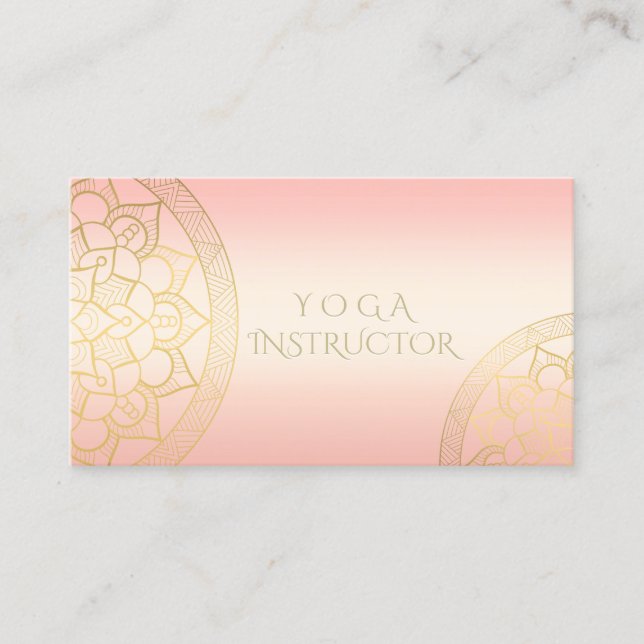 Cartão De Visita Instrutor de Meditação YOGA Chic Rosa Dourado Mand (Frente)