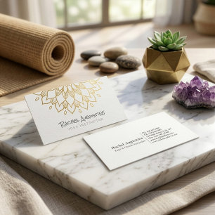 Cartão De Visita Instrutor de Meditação YOGA Chic White Dourado Man