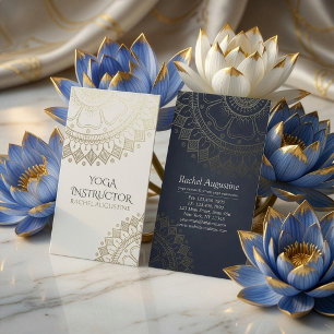 Cartão De Visita Instrutor de Meditação Yoga Dourado Mandala Marinh
