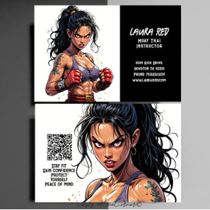 Cartão De Visita Instrutor de Muay Thai de Kickboxing Artes Marciai