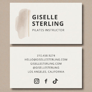 Cartão De Visita Instrutor de Pilates Aquarela Bege Neutro