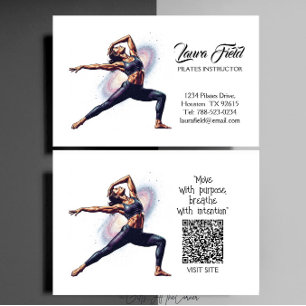 Cartão De Visita Instrutor de Pilates Yoga Minimalista