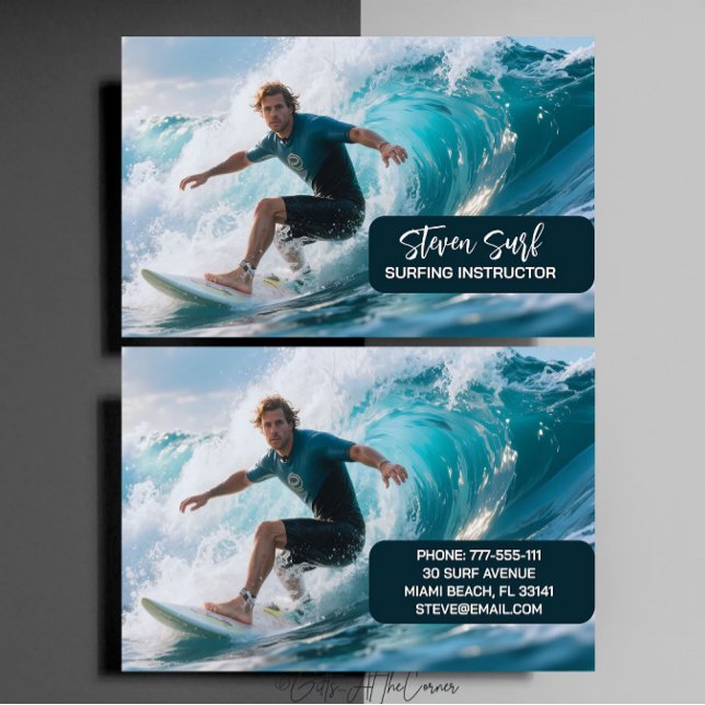 Cartão De Visita Instrutor de Surf (Criador carregado)