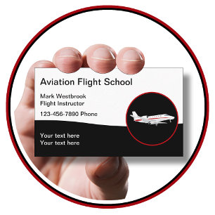 Cartão De Visita Instrutor de Voo com Tema de Aviação