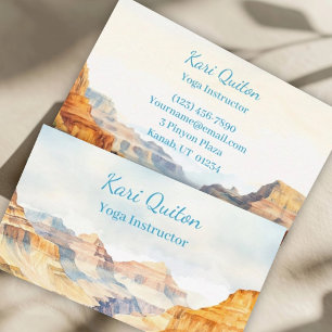 Cartão De Visita Instrutor de Yoga Canyon Watercolor