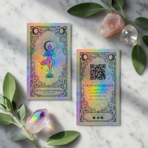 Cartão De Visita Instrutor de Yoga   Celestial Holográfico