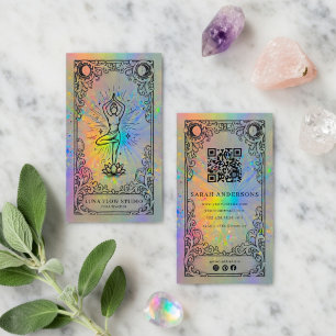 Cartão De Visita Instrutor de Yoga   Celestial Holográfico