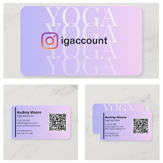 Cartão De Visita Instrutor de Yoga Código QR de Estúdio de Yoga